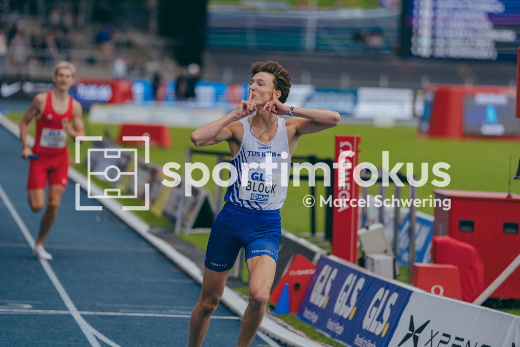 Deutsche Meisterschaften der Frauen und Männer 2026 | Lasse Block, TuS Köln rrh., 3x1000-Meter-Staffel, Deutsche Meisterschaften der Frauen und Männer 2026, Lohrheidestadion Bochum-Wattenscheid, 26.07.2026. Foto: Marcel Schwering / sportimfokus - Realisiert mit Pictrs.com