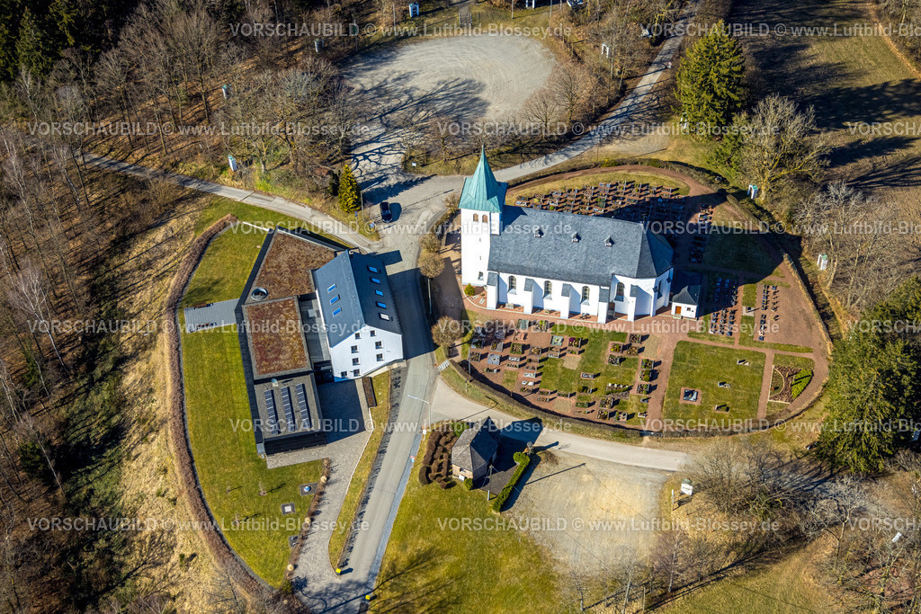 Kirchhundem250308464Kohlhagen | Luftbild, Geistliches Zentrum mit Wallfahrtskirche Kohlhagen und Friedhof, Wirme, Kirchhundem, Sauerland, Nordrhein-Westfalen, Deutschland