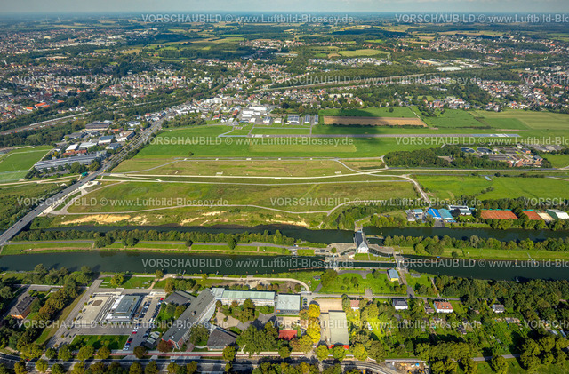 Hamm230900254 | Luftbild, Flughafen Lippewiesen, Lippestrand Erlebensraum, Gymnasium Hammonense und Wassersportzentrum Adenauerallee, Stadtbezirk Heessen, Hamm, Ruhrgebiet, Nordrhein-Westfalen, Deutschland