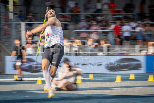 Deutsche Leichtathletik-Meisterschaften; Bochum-Wattenscheid, 25.07.2026 | Julian Weber (USC Mainz) beim Speerwurf; Deutsche Leichtathletik-Meisterschaften am 25.07.2026 im Lorheide-Stadion, Bochum-Wattenscheid (Nordrhein-Westfalen).