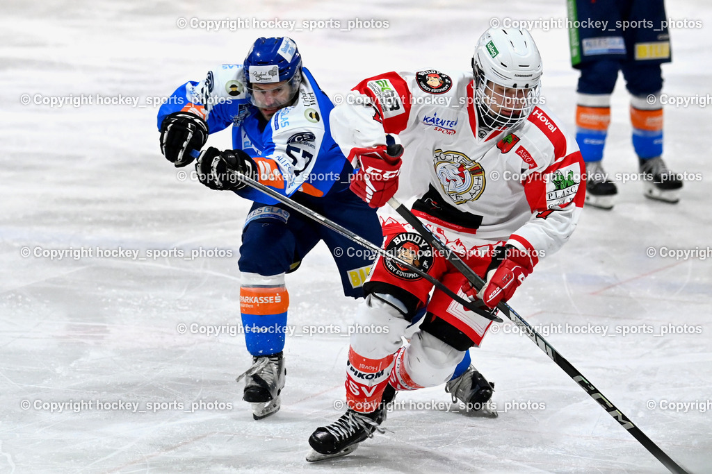 ESC Steindorf vs. ESV Ferlach  | #7 Steiner Marco ESV Ferlach, #57 Wilfan Franz ESC Steindorf, ESC Steindorf vs. ESV Ferlach , ESC Steindorf vs. ESV Ferlach  am 15.02.2026 in Steindorf (Ossiachersee Halle), Austria, (Photo by Bernd Stefan)