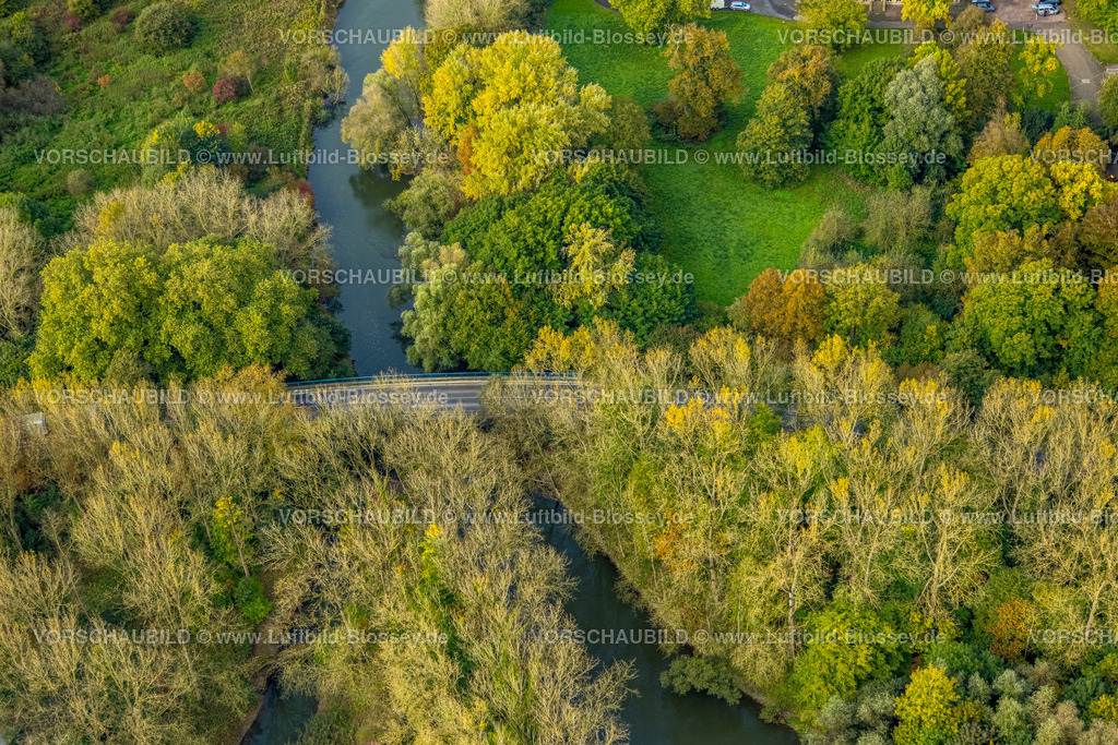 Hamm241015107 | Luftbild, Brücke Zollstraße über den Fluss Lippe, herbstliche Bäume, Uentrop, Hamm, Ruhrgebiet, Nordrhein-Westfalen, Deutschland