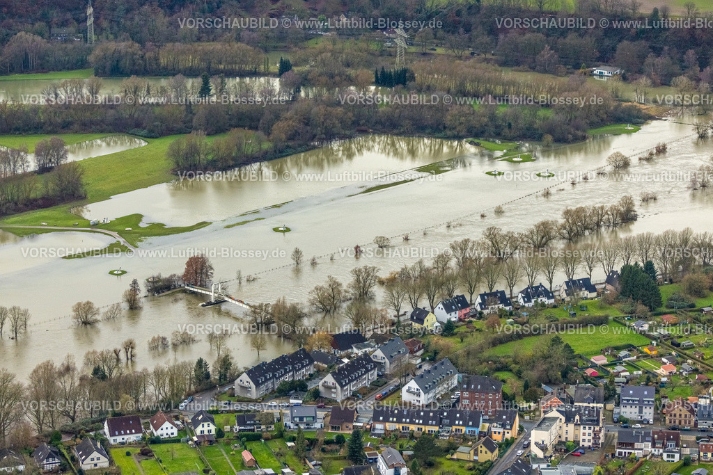 Essen231202549Ruhr | Luftbild, Ruhrhochwasser, Weihnachtshochwasser 2023, starke Regenfälle,  Horst, Essen, Ruhrgebiet, Nordrhein-Westfalen, Deutschland