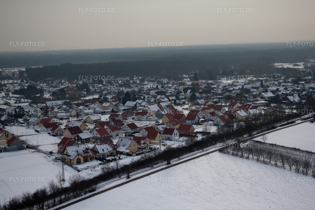 Luftbild: Ortsansicht im Ortsteil Schaidt in Wörth im Bundesland Rheinland-Pfalz in Deutschland. Foto: IMG_23622.jpg vom 16.01.2010 durch Werner Riehm/FLY-FOTO.de