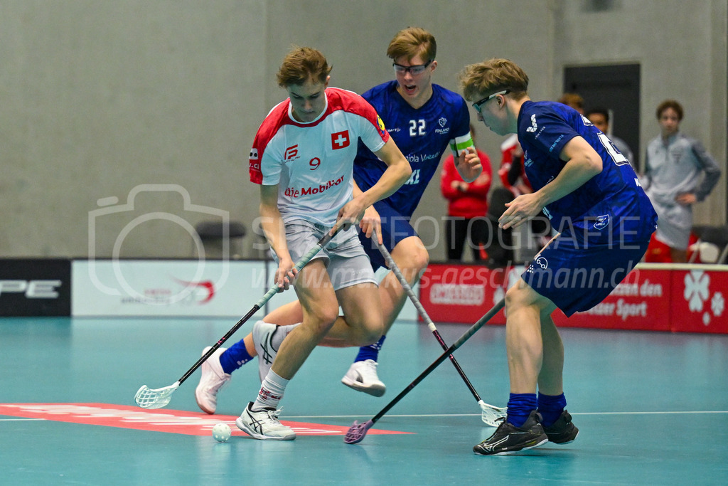 Switzerland U19 vs Finland U19 - 3. February 2024 | Switzerland U19 vs Finland U19
U19 Men International Matches in Switzerland
GoEasy Arena, Siggenthal Station
Switzerland forward #9 Loris Murer and Finland forward #22 Ville Heiska.
Credit: Markus Aeschimann | <a href="https://www.markus-aeschimann.ch">Sportfotografie Markus Aeschimann</a> | <a href="https://www.instagram.com/sportfotografie.aeschimann">@sportfotografie.aeschimann</a> - Realisiert mit Pictrs.com