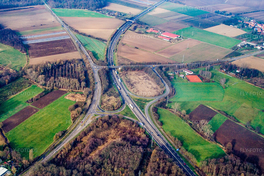 Luftbild: A65 Autobahnausfahrt 20 Kandel Nord in Erlenbach bei Kandel im Bundesland Rheinland-Pfalz in Deutschland. Foto: IMG_14614.jpg vom 26.11.2008 durch Werner Riehm/FLY-FOTO.de