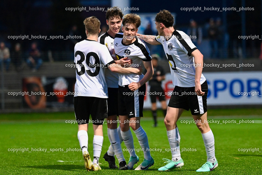 SV Spittal vs. VST Völkermarkt 5.4.2024 | Jubel SV Spittal, #39 Fabian Hoi SV Spittal, #9 Samuel Müllmann SV Spittal, #10 Adrian Steurer SV Spittal, #3 Killian Brandner SV Spittal, SV Spittal vs. VST Völkermarkt 5.4.2024, SV Spittal vs. VST Völkermarkt am 05.04.2024 in Spittal an der Drau (Goldeck Stadion), Austria, (Photo by Bernd Stefan)