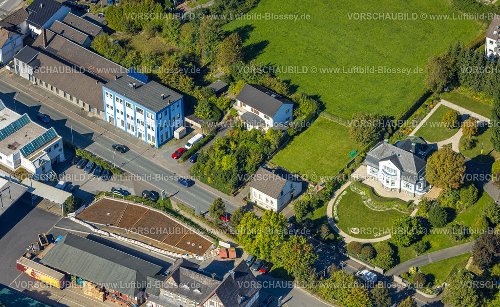 Plettenberg230908184 | Luftbild, GS Befestigungstechnik, Baustelle am Alter Bahnhof, Villa Herscheider Straße, Plettenberg, Sauerland, Nordrhein-Westfalen, Deutschland