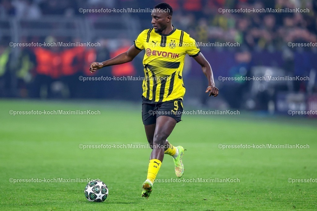 UCL04032502148 | 04.03.2025, Fußball, UEFA Champions League, Borussia Dortmund - OSC Lille, Signal Iduna Park, Runde der 16, Saison 2024 2025: Serhou Guirassy (BVB #9)