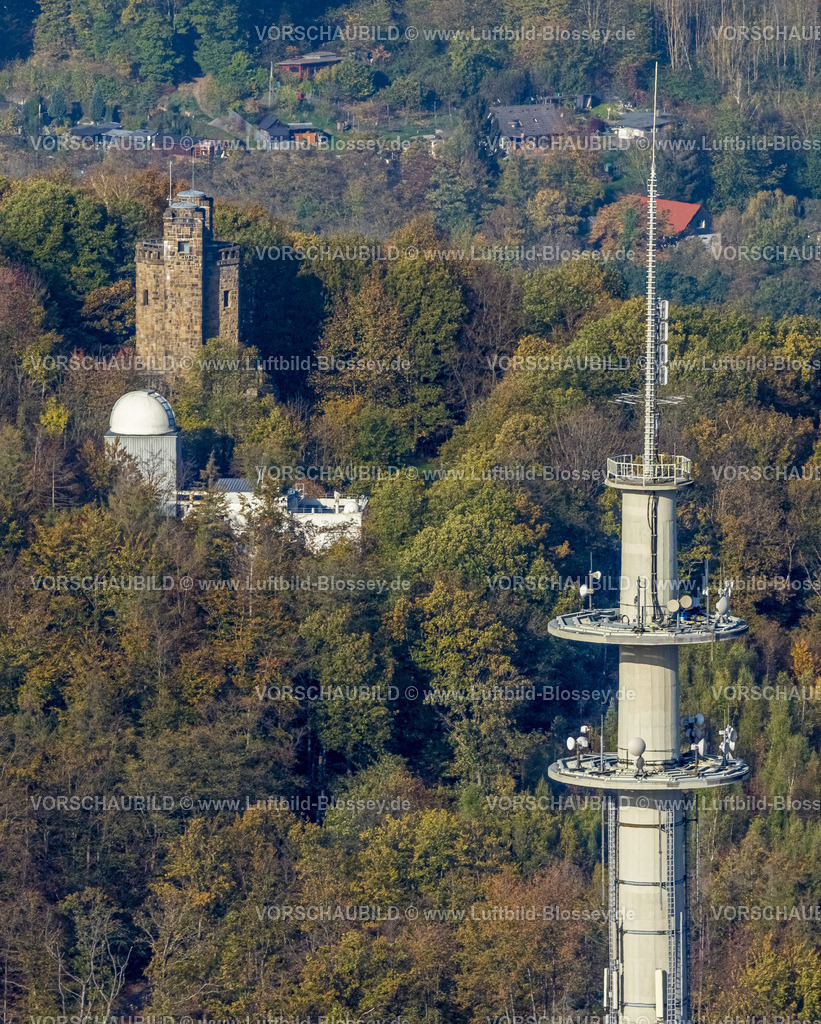 Hagen221015672 | Luftbild, Eugen-Richter-Turm, Volkssternwarte Hagen, Herbstwald, Wehringhausen, Hagen, Ruhrgebiet, Nordrhein-Westfalen, Deutschland