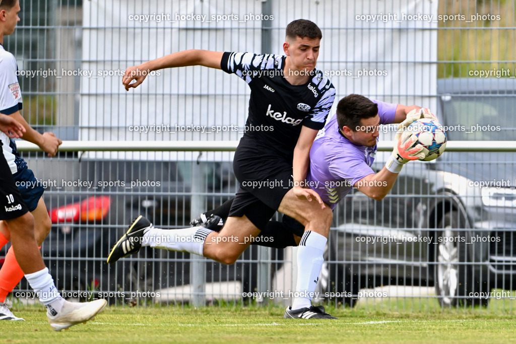 SC Magdalen vs. DSG Ledenitzen | #5 Marko Dardic SC Magdalen, #1 Alexander Moser DSG Ledenitzen, SC Magdalen vs. DSG Ledenitzen, SC Magdalen vs. DSG Ledenitzen am 19.07.2024 in Villach (Sportplatz Madalen), Austria, (Photo by Bernd Stefan)