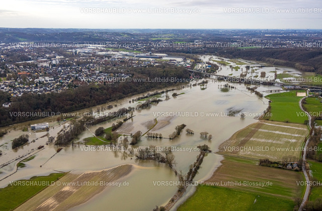 Hattingen231202174Ruhr | Luftbild, Ruhrhochwasser, Weihnachtshochwasser 2023, starke Regenfälle,  Stiepel, Bochum, Ruhrgebiet, Nordrhein-Westfalen, Deutschland