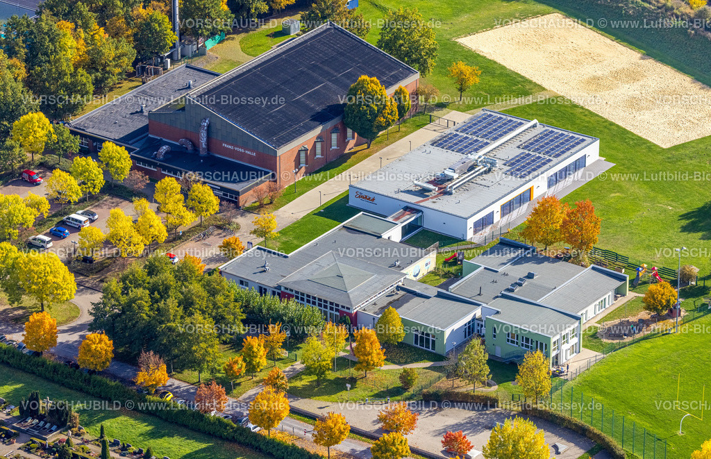 Hamm221003161 | Luftbild, Franz-Voß-Halle, HSC 08 Hammer SportClub 2008, Sport-Kita Grashüpfer, Herbstfarben, Rhynern, Hamm, Ruhrgebiet, Nordrhein-Westfalen, Deutschland