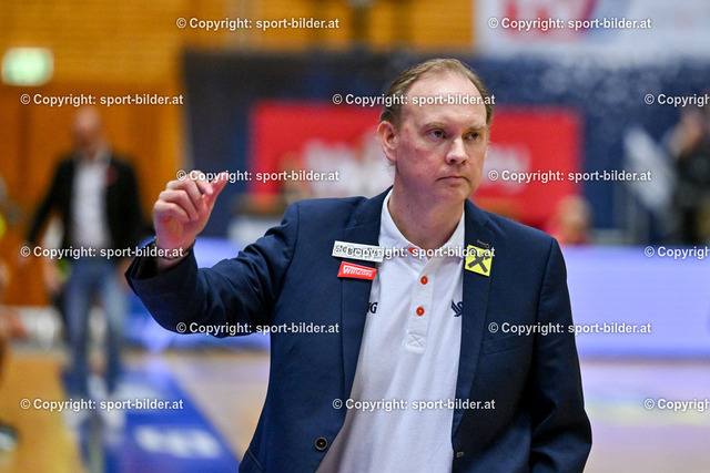 AUT, BSL, Basketball, Gmunden Swans vs Panthers Fuerstenfeld | 15.10.2023, Raiffeisen Sportpark Gmunden, AUT, BSL, Gmunden Swans vs Panthers Fuerstenfeld, im Bild Anton Mirolybov, Head Coach Basket Swans Gmunden (Swans)


// BSL, Basketball Super League Match between Gmunden Swans and Panthers Fuerstenfeld in Gmunden, Austria on 2023/10/15
