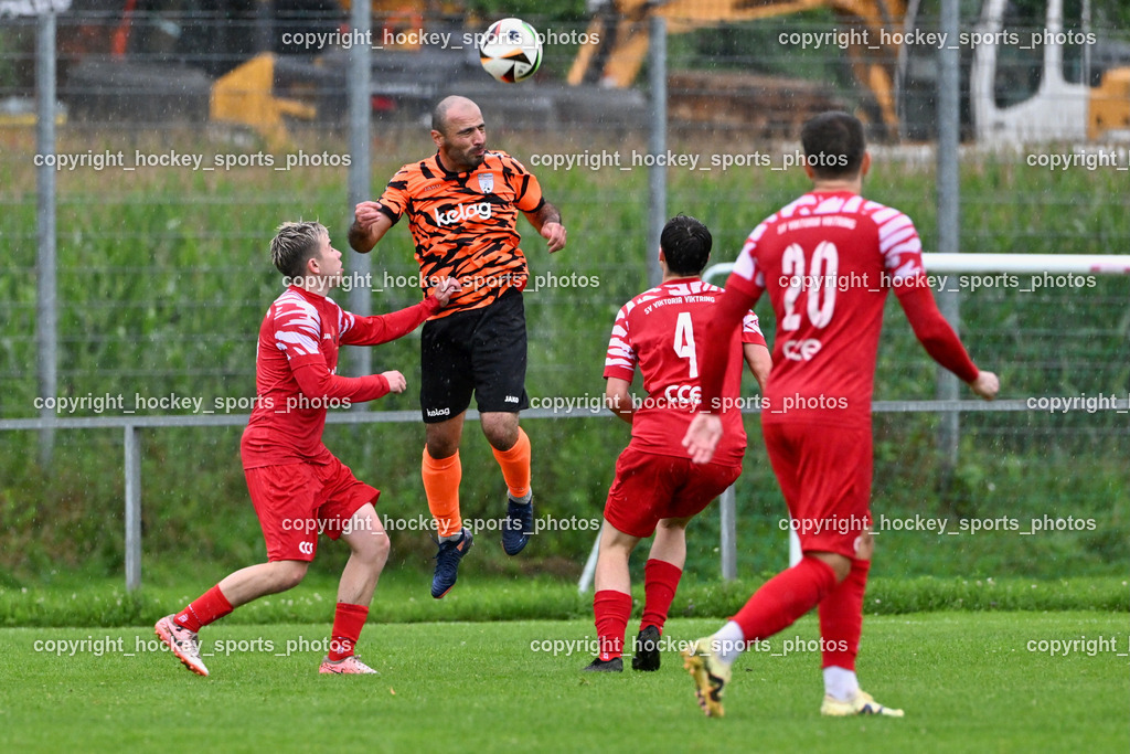 SV Viktoria Viktring vs. FC Mondi Frantschach | #43 Jan Wieser SV Viktoria Viktring, #8 Iman Rahmatpanah Siya Masgi FC Frantschach, #4 Rene Lorin SV Viktoria Viktring, #20 Amer Krcic SV Viktoria Viktring, SV Viktoria Viktring vs. FC Mondi Frantschach, SV Viktoria Viktring vs. FC Mondi Frantschach am 02.08.2025 in Klagenfurt (Sportplatz Viktrink), Austria, (Photo by Bernd Stefan)