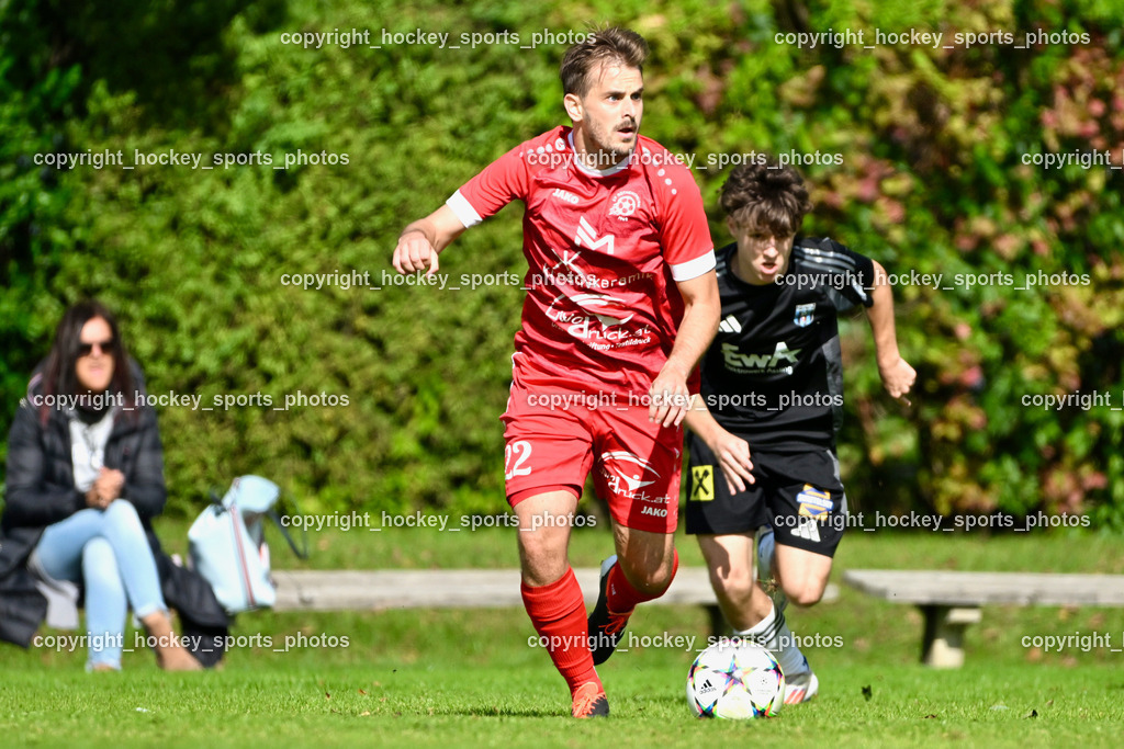 SV Rothentuhurn vs. URC Thal Assling | #22 Lucas Ott SV Rothenthurn, #22 Samuel Schönegger URC Thal Assling, SV Rothentuhurn vs. URC Thal Assling, SV Rothentuhurn vs. URC Thal Assling am 15.09.2024 in Rothenthurn (Sportplatz Rothenthurn), Austria, (Photo by Bernd Stefan)