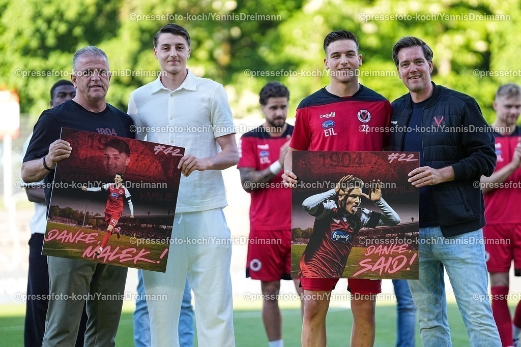 xYDR11052501073 | 11.05.2025, xydrx, Fußball, Viktoria Köln - Hannover 96 II , 3.Liga, Sportpark Höhenberg, Saison 2024 2025: Malek El Mala (Viktoria Köln #42) Said El Mala (Viktoria Köln #22) bei ihrer Verabschiedung DFB regulations prohibit any use of photographs as image sequences and or quasi-video.