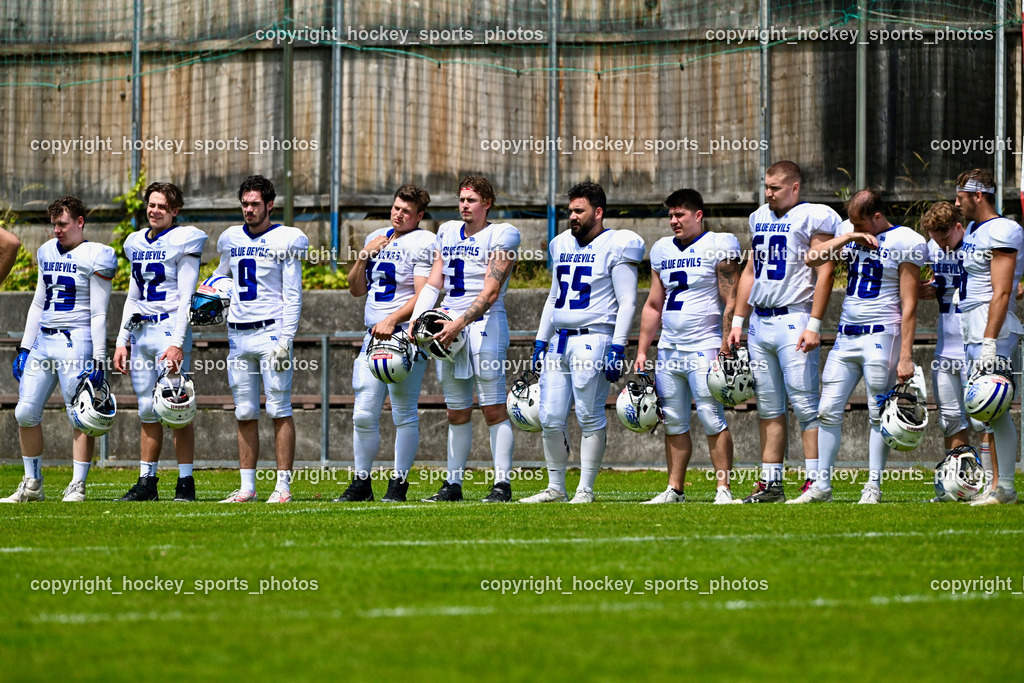 Carinthian Lions vs. Cineplexx Blue Devils | Cineplexx Blue Devils Mannschaft, Carinthian Lions vs. Cineplexx Blue Devils, Carinthian Lions vs. Cineplexx Blue Devils am 09.06.2025 in Klagenfurt (ASV Sportplatz), Austria, (Photo by Bernd Stefan)