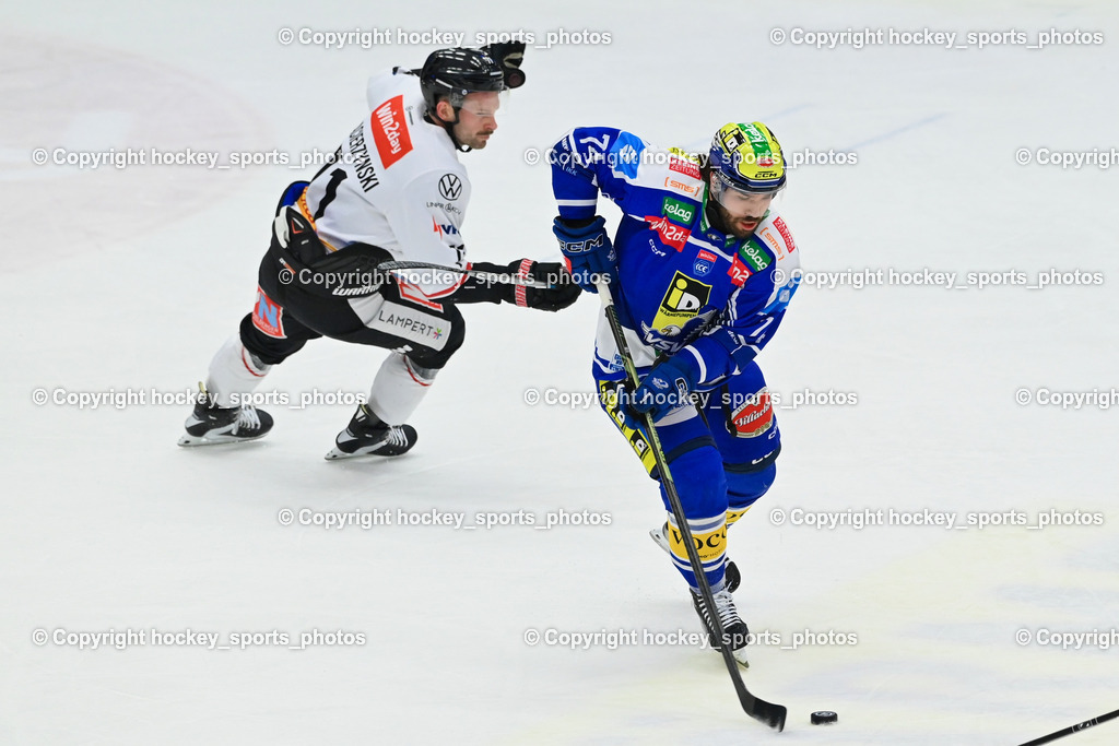 EC IDM Wärmepumpen VSV vs. Pioneers Vorarlberg | #71 Kevin Macierzynski Pioneers Vorarlberg, #74 Joel Teasdale EVC VSV, EC IDM Wärmepumpen VSV vs. Pioneers Vorarlberg, EC IDM Wärmepumpen VSV vs. Pioneers Vorarlberg am 22.02.2026 in Villach (Stadthalle Villach), Austria, (Photo by Bernd Stefan)