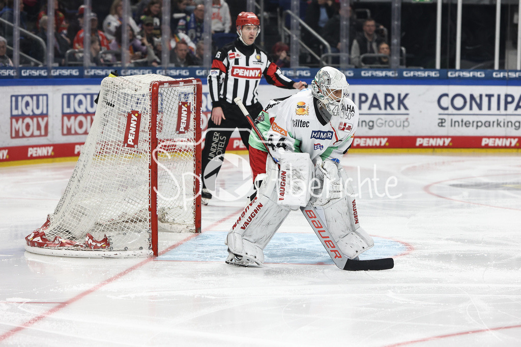 Eisbären Berlin - Augsburger Panther | Panther Torhueter Dennis ENDRAS (AEV #44) in Aktion / Freisteller / Einzelfoto