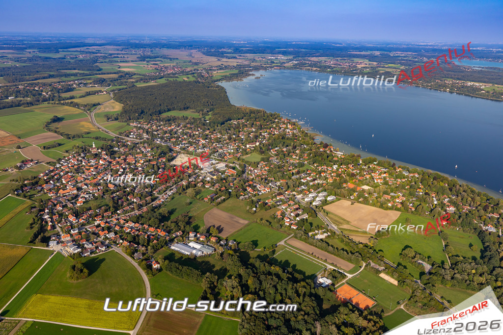 Aktuelles Luftbild von  Schondorf am Ammersee - Die Luftaufnahme wurde 2020 mittels UL-Flugzeug erstellt ( keine Drohne ) - hochauflösende Kamera-Systeme von  Canon -Beste Qualität - Für grossformatige Ausdrucke geeignet. Die Geschenkidee !