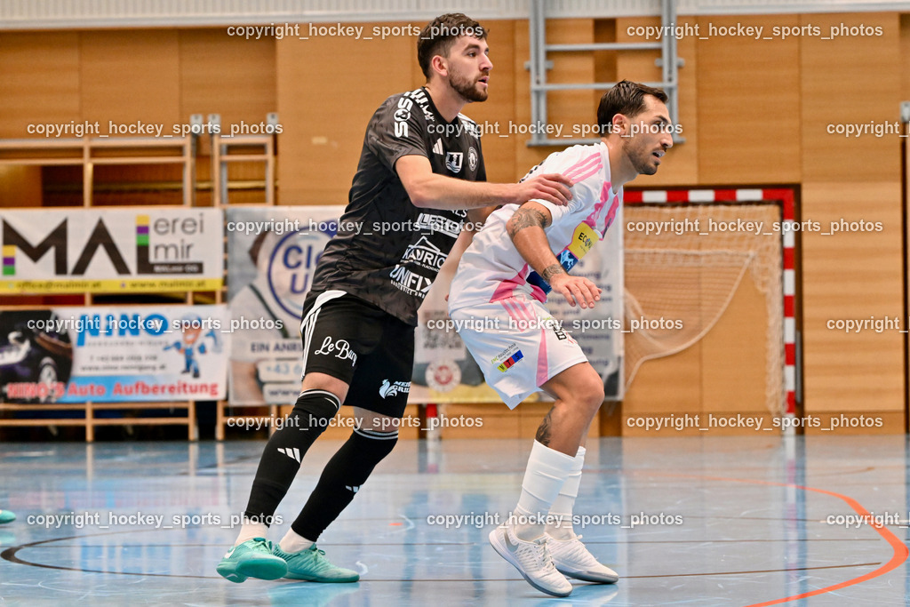 Carinthia Flamengo Futsal Club vs. FC Ljuti Krajisnici | #6 Muhamed Ramic FC Ljuti Krajisnici, #70 Yosifov Svetlozar Angelov Carinthia Flamengo, Carinthia Flamengo Futsal Club vs. FC Ljuti Krajisnici, Carinthia Flamengo Fusal Club vs. FC Ljuti Krajisnici am 12.10.2025 in Klagenfurt (Ballspielhalle Viktring), Austria, (Photo by Bernd Stefan)