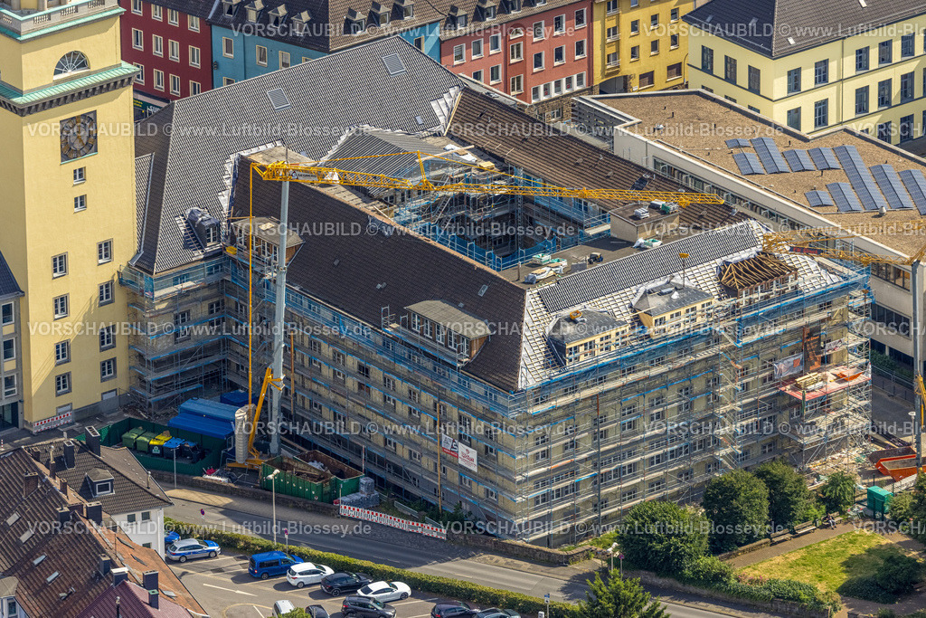 Witten230701248 | Luftbild, Rathaus Sanierung mit Baustelle, Witten, Ruhrgebiet, Nordrhein-Westfalen, Deutschland