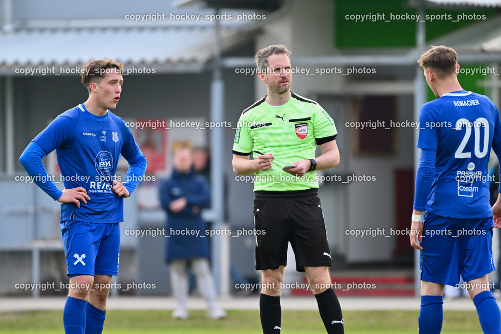 KAC 1909 vs. Union Matrei | Thomas Wieser Referee, #20 Luca Ronacher Union Matrei, #28 Michael Berger Union Matrei, KAC 1909 vs. Union Matrei, KAC 1909 vs. Union Matrei am 21.03.2026 in Klagenfurt (Sportplatz KAC), Austria, (Photo by Bernd Stefan)