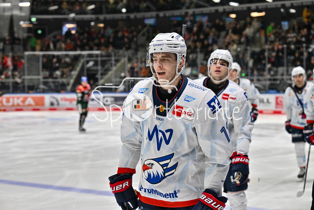 Augsburger Panther - Adler Mannheim | Jubel der Gaeste nach dem Treffer zum 0-3 durch Stefan LOIBL (Adler Mannheim 13)   Freude / Happy / Tor / Torschuezte / DEL: Augsburger Panther - Adler Mannheim, Curt Frenzel Stadion am 26.12.2024