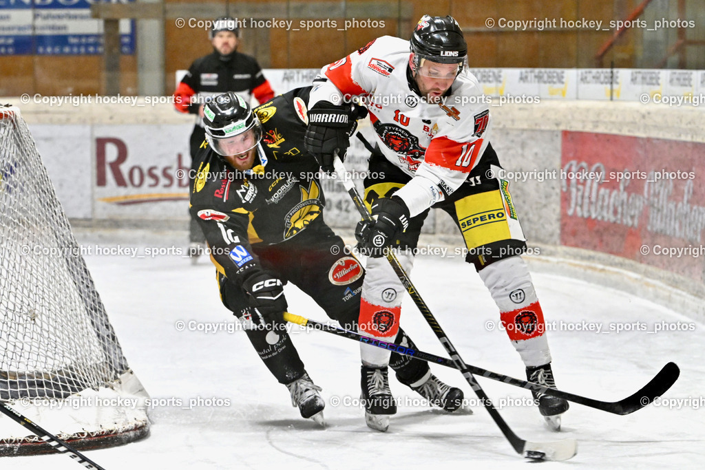 EC MET PHOTOVOLTAIK HORNETS SPITTAL vs. EV ZELTWEG MURTAL LIONS | #10 Sulzer Mario EV ZELTWEG MURTAL LIONS, #12 Glavic Gasper EC Hornets Spittal, EC MET PHOTOVOLTAIK HORNETS SPITTAL vs. EV ZELTWEG MURTAL LIONS, EC MET PHOTOVOLTAIK HORNETS SPITTAL vs. EV ZELTWEG MURTAL LIONS am 08.02.2026 in Spittal an der Drau (Eissportzentrum Spittal), Austria, (Photo by Bernd Stefan)