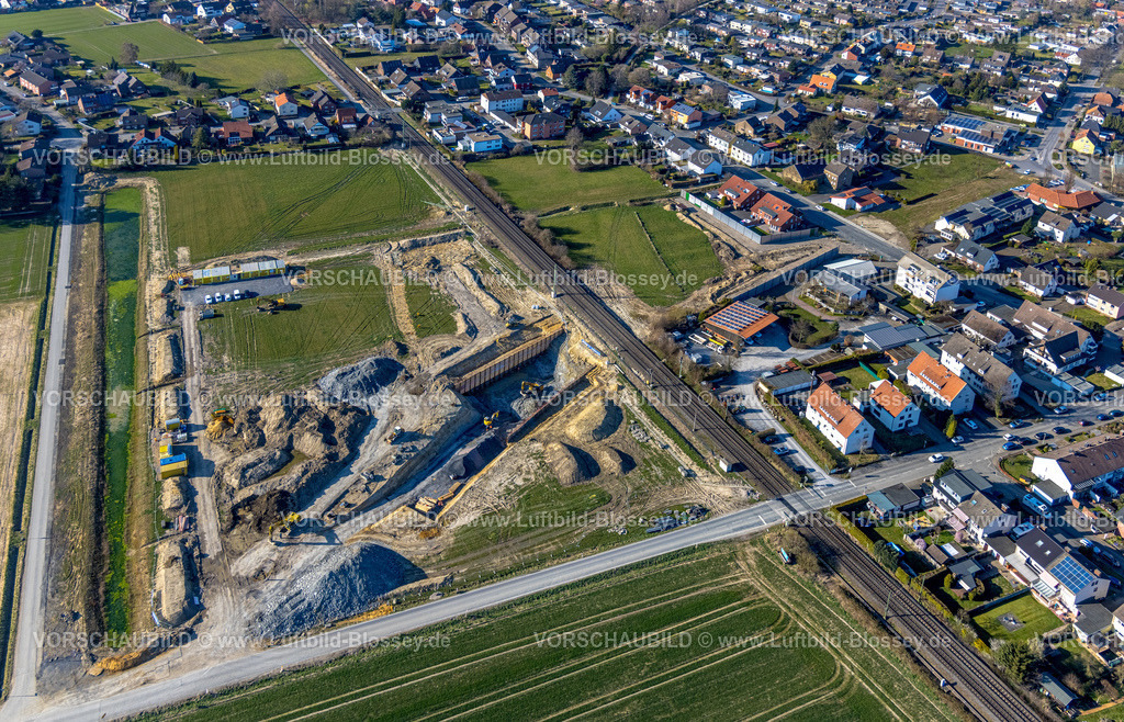 Hamm220304166 | Luftbild, geplanter Haltepunkt in Westtünnen, Baustelle am Südfeldweg und Von-Thünen-Straße für den künftigen Bahnhaltepunkt in Rhynern in Hamm, Ruhrgebiet, Nordrhein-Westfalen, Deutschland