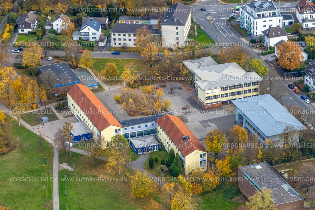Hagen251101380 | Luftbild, Realschule Halden und KEO-Schule Karl-Ernst-Osthaus-Grundschule, herbstliche Bäume, Hochschulviertel, Hagen, Ruhrgebiet, Nordrhein-Westfalen, Deutschland
