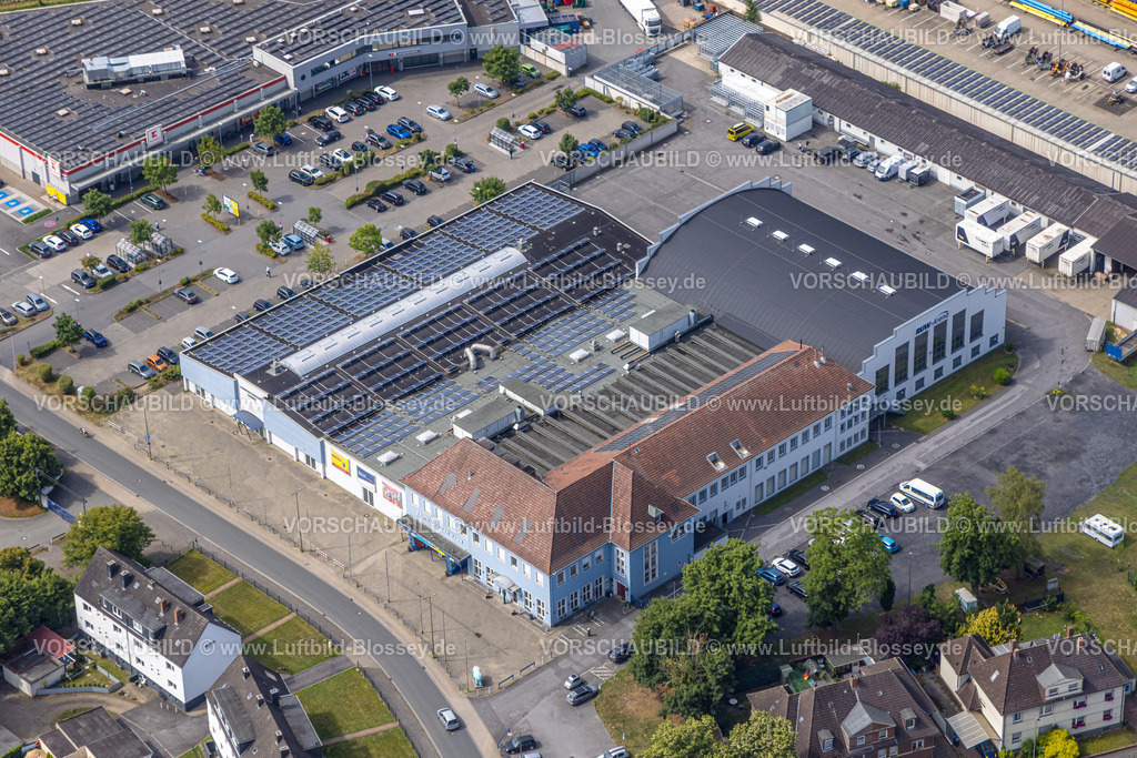 Hamm250701106Mitte | Luftbild, Zentralhallen Hamm Veranstaltungsstätte und Kaufland Supermarkt mit Solardach Solarpaneelen, Mitte, Hamm, Ruhrgebiet, Nordrhein-Westfalen, Deutschland