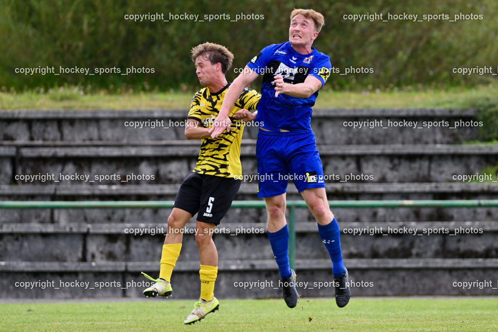 FC Faakersee vs. Union Matrei | #5 Cajetan Maria Thaddäus Kolig FC Faakersee, #12 Moritz Nico Prugger FC Faakersee, FC Faakersee vs. Union Matrei, FC Faakersee vs. Union Matrei am 18.08.2024 in Finkenstein (Sportplatz Faakersee), Austria, (Photo by Bernd Stefan)
