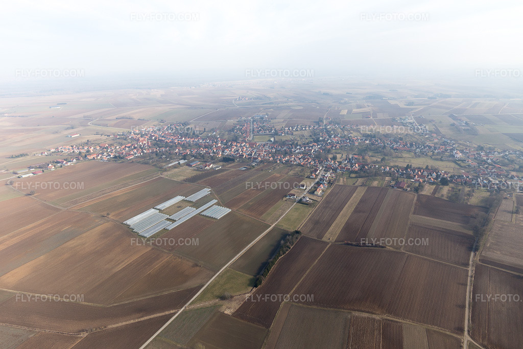 Aerial view: View of the town in Seebach in the state Bas-Rhin, France.Photo: IMG_096902.jpg taken on 02/19/2017 by Werner Riehm/FLY-FOTO.comResolution of the original: 5472 x 3648 px