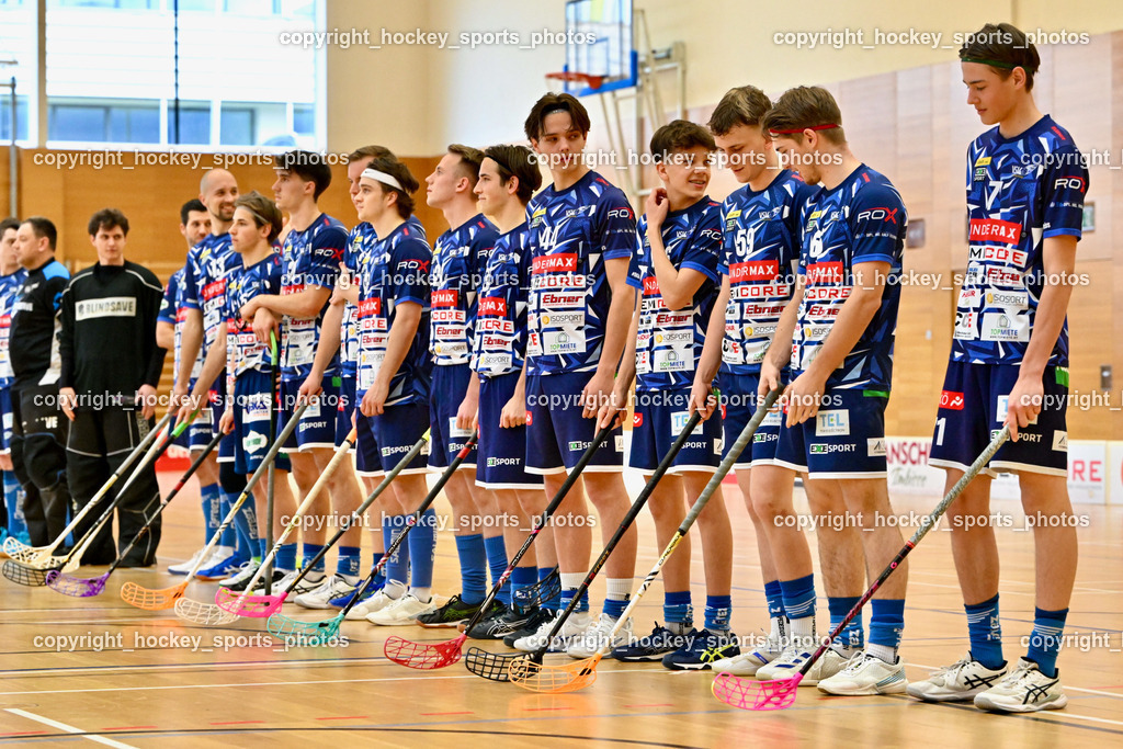 FBK Loka vs. VSV Unihockey | VSV Unihockey Mannschaft, FBK Loka vs. VSV Unihockey, FBK Loka vs. VSV Unihockey am 23.03.2025 in Villach (Ballspielhalle St. Martin), Austria, (Photo by Bernd Stefan)