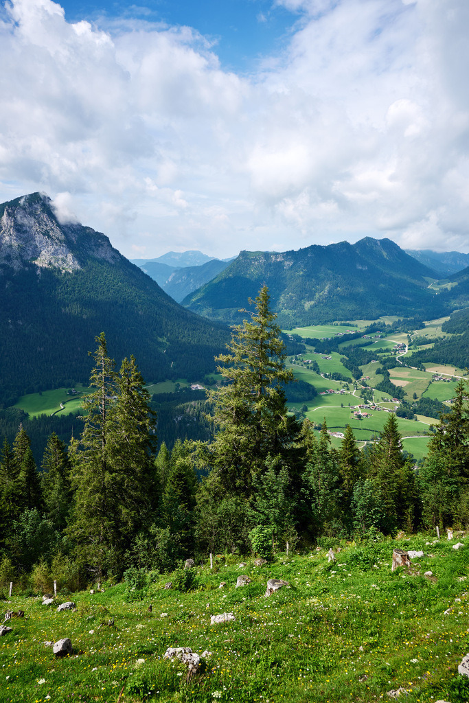 CS-240720-1252-1 | Blick ins Tal von der Schärtenalm mit dem Jochköpfl im Hintergrund