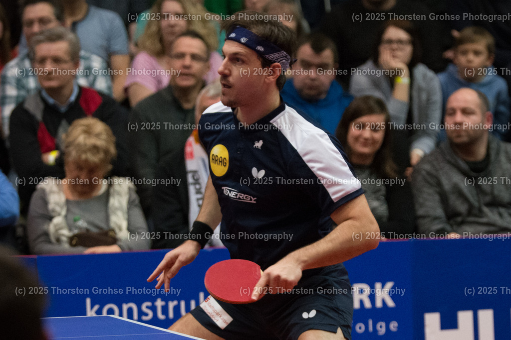 TTBL TTC Fulda-Maberzell vs. Borussia Duesseldorf | Timo BOLL (Borussia Duesseldorfl); TTBL TTC Fulda-Maberzell vs. Borussia Duesseldorf, Tischtennis-Bundesliga - 12. Spieltag am 21.01.2018 in der Hubtex Arena in Fulda, (Deutschland) - Realisiert mit Pictrs.com