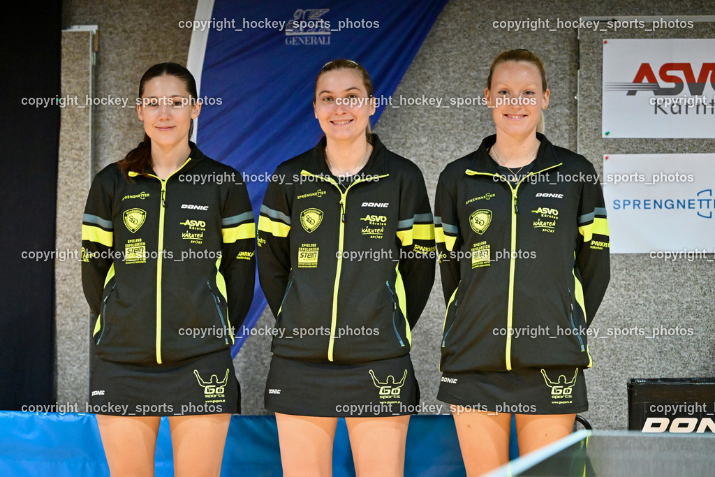 SCO Ossiachersee Bodensdorf vs. SU Spk. Kufstein | Vovk Aleksandra, Paulin Lea, Strazar Katarina, SCO Ossiachersee Bodensdorf vs. SU Spk. Kufstein, SCO Ossiachersee Bodensdorf vs. SU Spk. Kufstein am 04.10.2024 in Bodensdorf (SCO Halle Bodensdorf), Austria, (Photo by Bernd Stefan)
