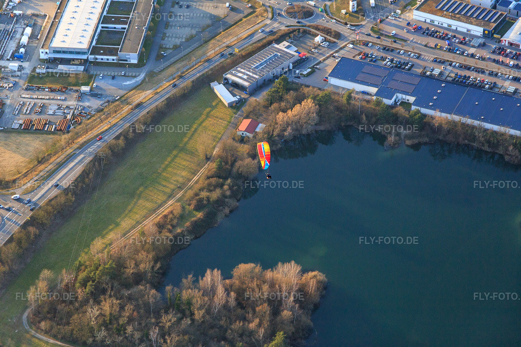Luftbild: Baggersee Blankenloch im Ortsteil Blankenloch in Stutensee im Bundesland Baden-Württemberg in Deutschland. Foto: IMG_145497.jpg vom 07.03.2025 durch Werner Riehm/FLY-FOTO.de