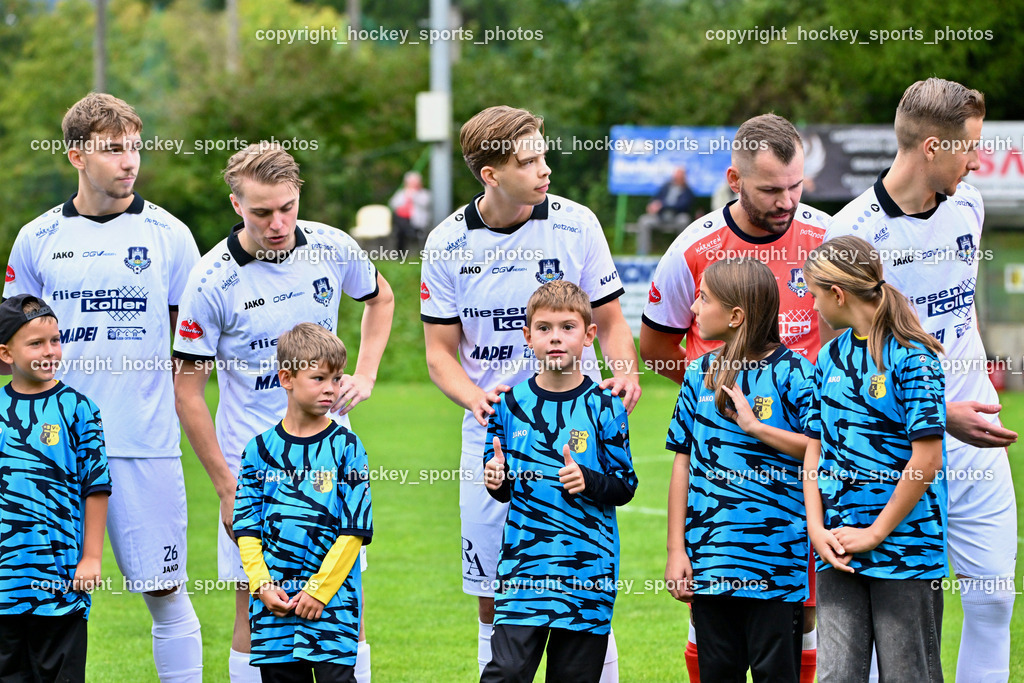 SV Arnoldstein vs. ATUS Velden | #8 Fabian Kopeinig ATUS Velden, #31 Michael Fasching ATUS Velden, #18 Nicolas Modritz ATUS Velden, #23 Ralph Scheer ATUS Velden, #26 Luka Nemet ATUS Velden, SV Arnoldstein Nachwuchs, SV Arnoldstein vs. ATUS Velden, SV Arnoldstein vs. ATUS Velden am 16.09.2025 in Arnoldstein (Waldparkstadion Arnoldstein), Austria, (Photo by Bernd Stefan)