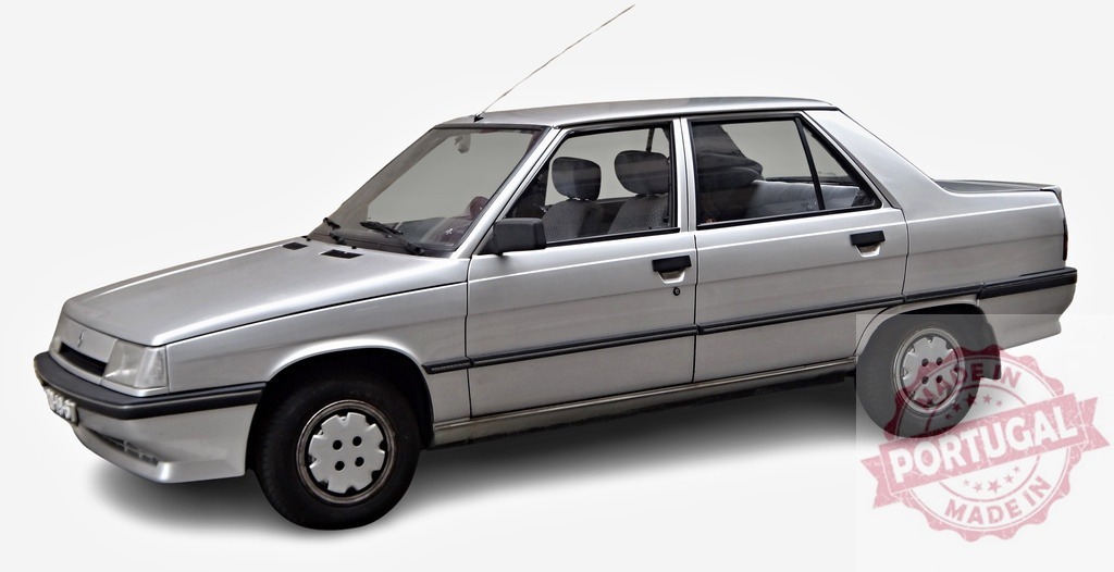 Silver Renault 9 Showing its Side on White Background | Classic Renault 9 parked, showing its side, isolated on a white background - Realized with Pictrs.com