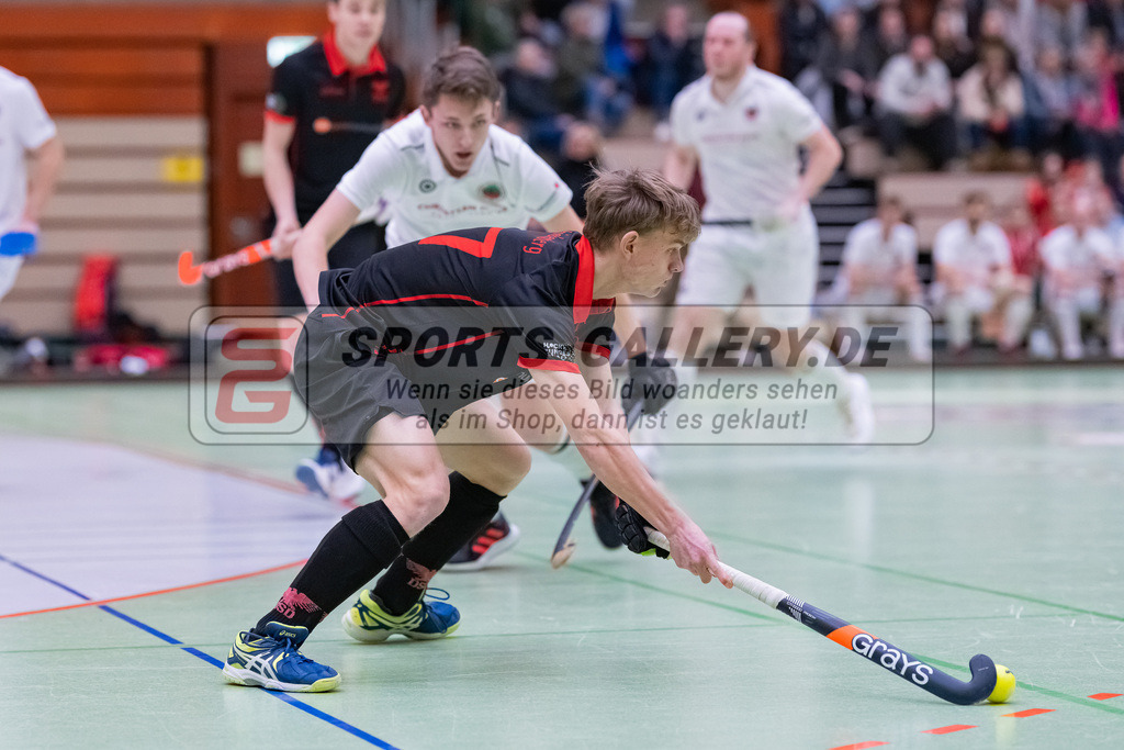 HK_20230113_102681 | 1. Bundesliga ( Halle ) Herren Crefelder HTC - DSD Düsseldorf am 13.1.2023 Crefelder HTC  ( CHTC ) Halle Glockenspitz , Krefeld , Niclas Schickenberg ( DSD Düsseldorf #37 )