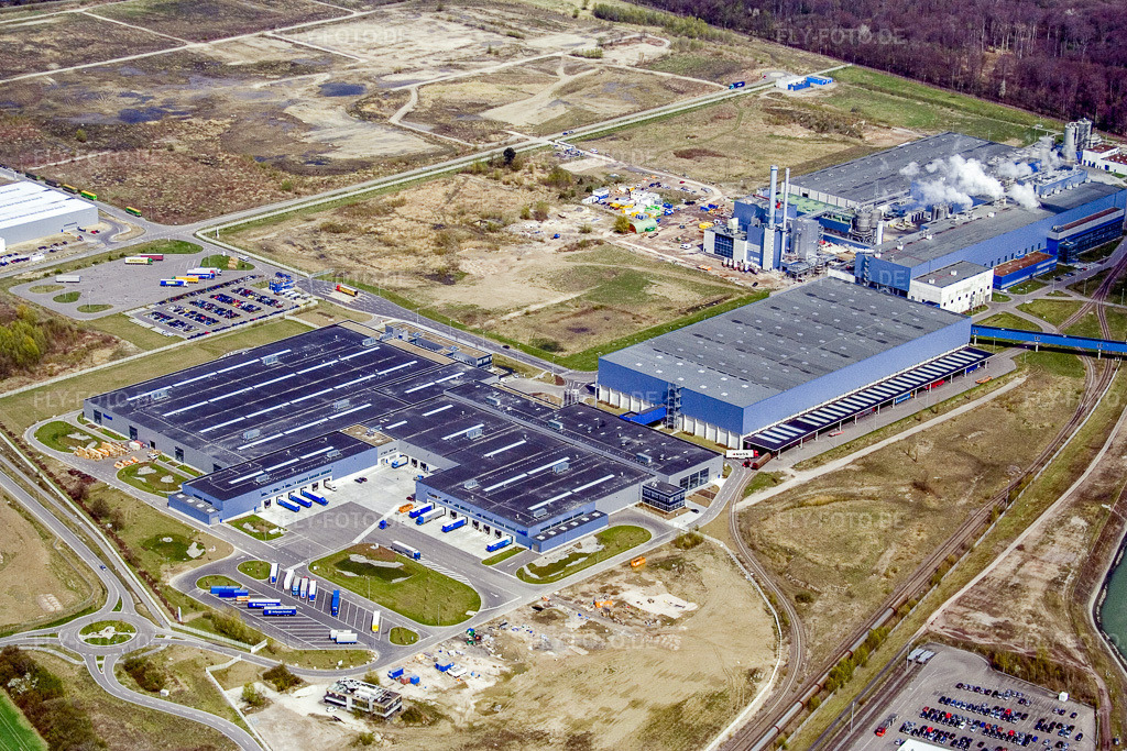 Luftbild: Industriegebiet Oberwald: Papierfabrik Palm in Wörth am Rhein im Bundesland Rheinland-Pfalz in Deutschland. Foto: IMG_10238.jpg vom 08.04.2008 durch Werner Riehm/FLY-FOTO.de