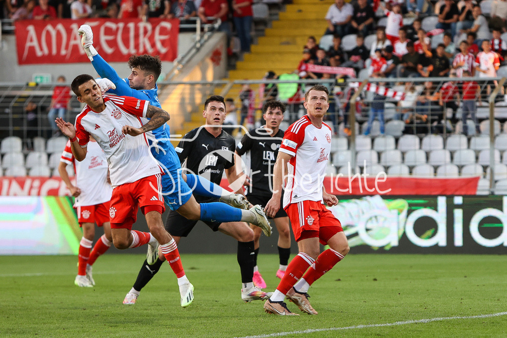 FC Bayern Amateure - FC Memmingen | Dominik DEWEIN (FCM #12) foutl in dieser Szene Lucas Fernando COPADO SCHROBENHAUSER (FCB #9) Elfmeterwuerdig