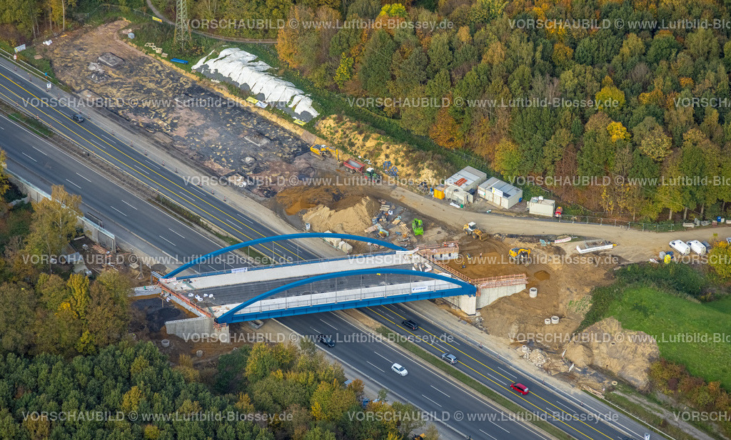 Kamen221012512 | Luftbild, Baustelle, Autobahnbrückenneubau Hammer Straße an der Autobahn A2, Kamen, Ruhrgebiet, Nordrhein-Westfalen, Deutschland