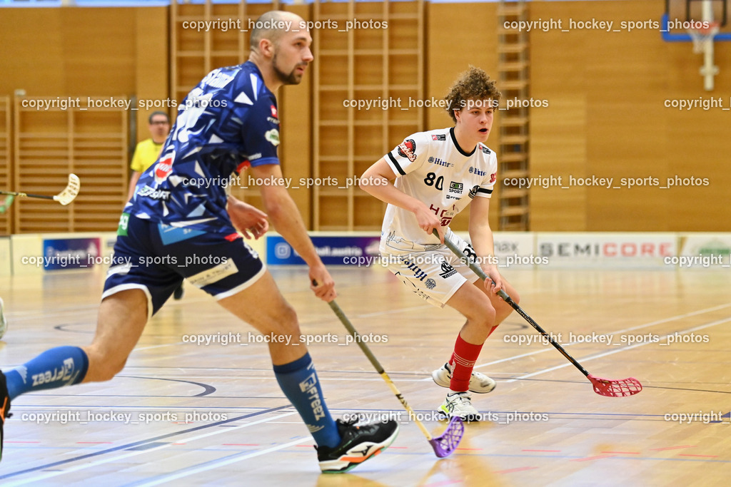 VSV Unihockey vs. KAC Floorball | #13 Jan Sláma VSV Unihockey, #80 Lino Roth KAC Floorball, VSV Unihockey vs. KAC Floorball, VSV Unihockey vs. KAC Floorball am 28.03.2026 in Villach (Ballspielhalle St. Martin), Austria, (Photo by Bernd Stefan)