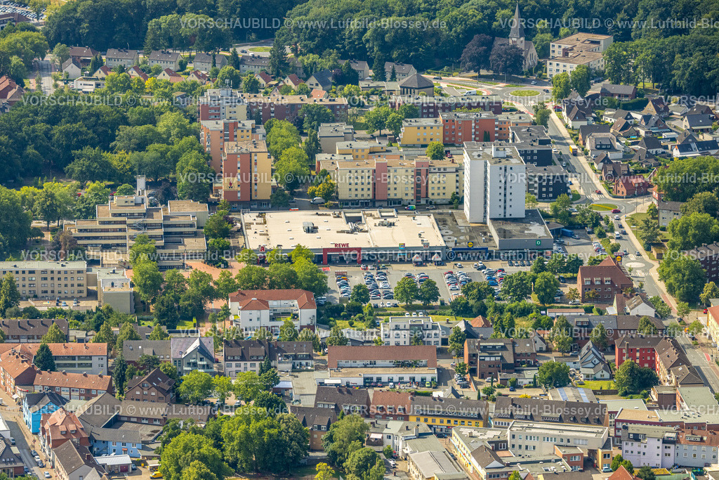 Hamm250700181Bockum-Hoevel | Luftbild, Rathaus-Center und Parkplätze, Bürgeramt Terrassenhaus mit Höveler Markt, Hochhaus Siedlung, Bockum-Hövel, Hamm, Ruhrgebiet, Nordrhein-Westfalen, Deutschland