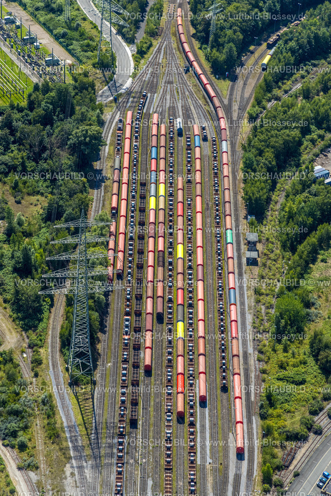 Bochum230802268 | Luftbild, Güterzüge am thyssenkrupp Steel Europe AG Werk, Kruppwerke, Bochum, Ruhrgebiet, Nordrhein-Westfalen, Deutschland