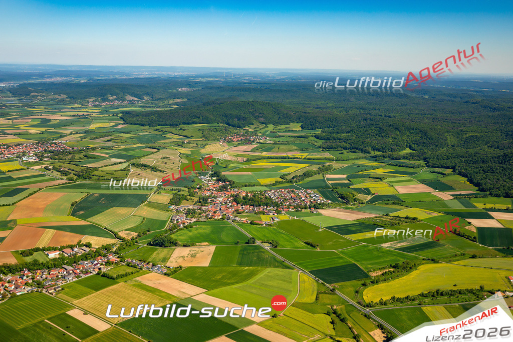 Schöne Luftaufnahme als Geschenk in Oberschwappach Knetzgau - Die Luftbildaufnahme wurde 2025 vom UL-Flugzeug heraus erstellt ( keine Drohne ) - Hochauflösende Luftaufnahme -Nicht vergleichbar mit Google Maps oder Satelittenbilder- Die Geschenkidee !Mit Lizenz und Bildrechte bestellbar